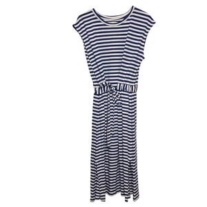 Sonoma Women’s Striped Blue and White Casual Midi Dress Size Large
